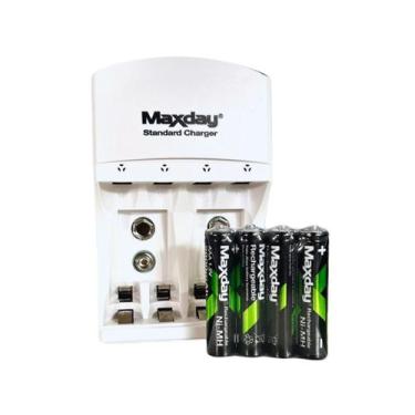 Imagem de Kit Carregador + 4 Pilhas AAA 2800mAh Recarregável - Maxday