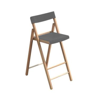 Imagem de Banqueta Dobrável Alta com Encosto Tramontina Potenza Grafite Madeira 