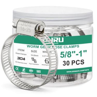 Imagem de Braçadeiras de mangueira Worm Gear OURU de aço inoxidável 16-25 mm (30