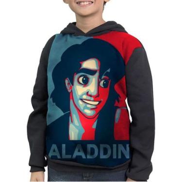 Imagem de Casaco Moletom Infantil Desenho Aladdin Full Print - smoke, Preto, 10