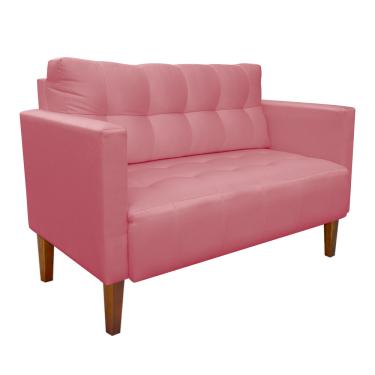 Imagem de Sofá Namoradeira Livia Suede Rosê Pés Chanfrado Castanho - D'Rossi