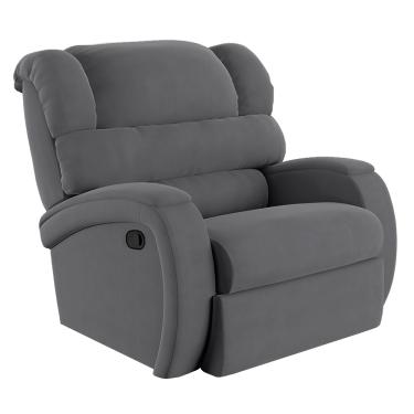 Imagem de Poltrona do Papai Reclinável Napoli Manual Gatilho Veludo Cinza FH1 - D'Rossi