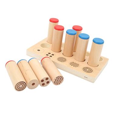 Imagem de GLOGLOW Cilindros de Som de Madeira para Crianças, Basswood, Brinquedo de Desenvolvimento Sensorial Com 5 Padrões para Treinamento de Som e Desenvolvimento Cerebral