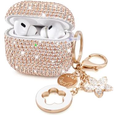 Imagem de Capa para Apple Airpods Pro 3 2025, VISOOM Bling Jewerly Airpods iPods Pro3 capas bonitas com glitter diamante Airpod iPod Pro3 capas strass AirPods iPods Pro 3ª geração Cas com chaveiro para mulheres
