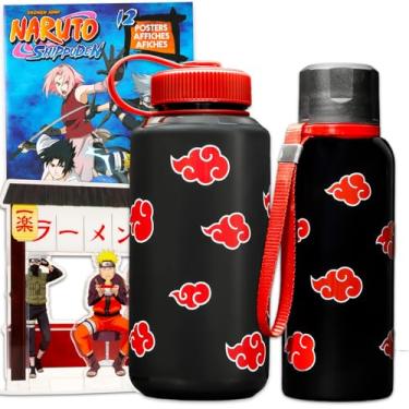 Imagem de Naruto Recipientes para bebidas Shippuden para adultos – Pacote com garrafa de água de 350 ml com alça e garrafa de água de 947 ml e mais | Naruto Merchandise
