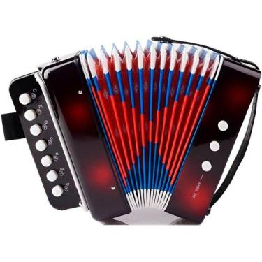 Imagem de Brinquedo Mini Acordeon Sanfona Gaita Instrumento Musical Preto - Gici