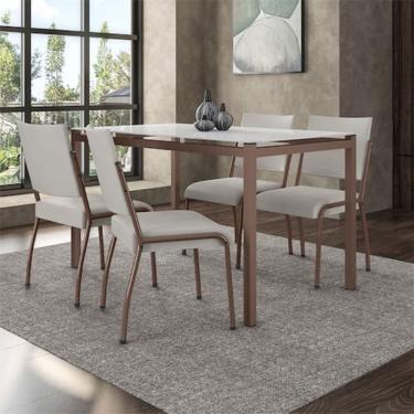 Imagem de Mesa De Jantar Fabone Alexa + 4 Cadeiras De Jantar Off White