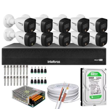 Imagem de Kit 10 Cameras Full Color Intelbras Dvr Mhdx 16 Ch Color Noite C/HD 500GB