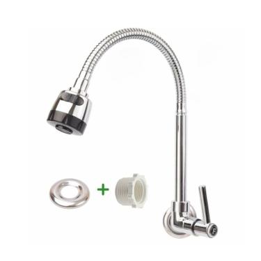 Imagem de Torneira Gourmet Flexível De Parede Com Ducha Cromado Inox Rotação De 360° Cozinha Lava...