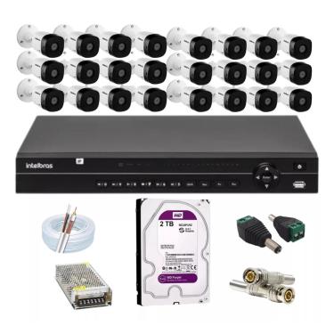 Imagem de Kit Intelbras 24 Cameras 1120b Dvr 32 Canais Mhdx 1232 C/2tb