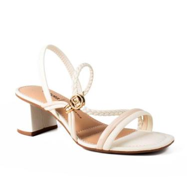 Imagem de Sandália Feminina Dakota Salto Blocado Tiras Cruzadas, Branco, 35