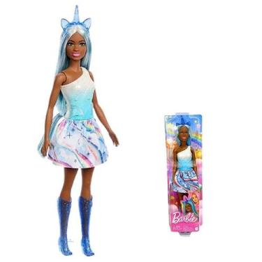 Imagem de Barbie Fantasia Boneca Saia de Unicórnio de Sonho Azul Mattel