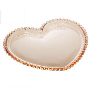 Imagem de Prato De Cristal Pearl Bolinha Coração Ambar 20 Cm - Wolff