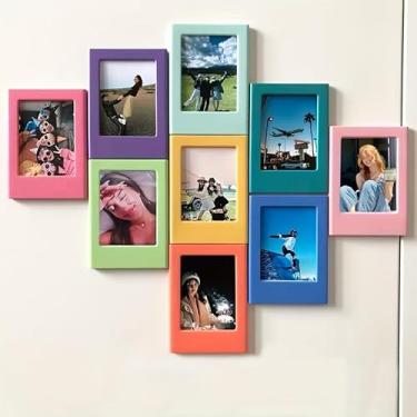 Imagem de 1 moldura magnética boho oblonga de plástico horizontal de 7,6 cm para Fujifilm Instax Negatives display magnético para casa, escritório, cinza