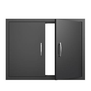 Imagem de Portas de cozinha externas para churrasco, porta de acesso dupla para churrasco, porta de acesso à prova de ferrugem para cozinha ao ar livre, ilha de churrasco, estação de churrasco (78,7 cm x 61 cm)