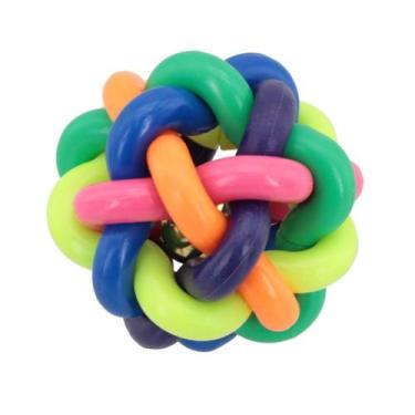 Imagem de Bolinha Pet Borracha TPR Trançada com Sininho Lovely Vibe, 6,5 cm, tra