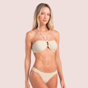 Imagem de Biquíni Canelado sem alça com Bojo Removível - She, Off white, GG