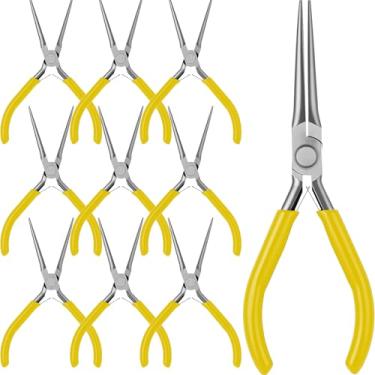 Imagem de Lanties Pacote com 10 mini alicates de ponta de agulha a granel, conjunto de alicates de precisão de 15 cm com pontas extra longas para fabricação de joias, embrulho de arame, aderência de objetos