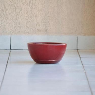 Imagem de Vaso de Planta Decoração Centro Mesa Suculentas Cactos Bacia Cuia Lisa Marmorizada Polida 13x25 com Prato (Vermelho)