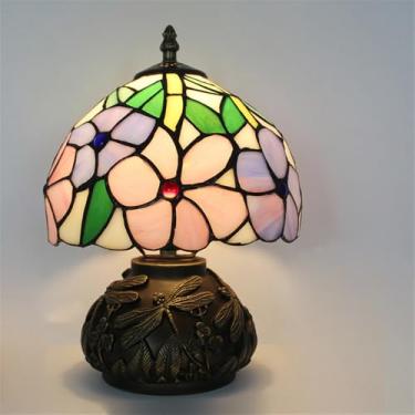 Imagem de Luminária de mesa retrô americana de luxo e criativa para sala de estar, quarto, cabeceira, escritório, casa de campo ou hotel, com vitral (Estilo 24)