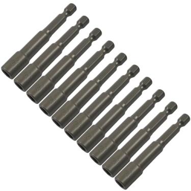 Imagem de Piutouyar 10 conjuntos de brocas magnéticas de porca elétrica, conjunto de brocas de extensão magnética sextavada de 1/4 polegada, chave de impacto de porca elétrica, 65 mm de comprimento