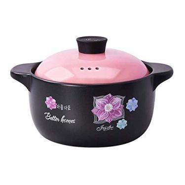 Imagem de Panelas, panela de sopa de cerâmica de alta temperatura Caçarola Stpot fácil de limpar coreano com tampa gás chama aberta panela de sopa doméstica de alta temperatura/3L/a