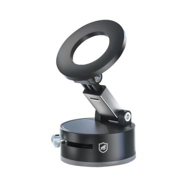 Imagem de Gshield Suporte Veicular Suction Armor Compatível com Magsafe com 17 Ímãs N52 Ultra Fortes, Base Ajustável 360º, Fixação por Sucção á Vácuo, Preto