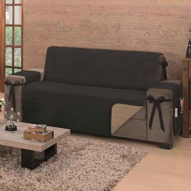 Imagem de Protetor De Sofá Dupla Face Premium 2 E 3 Lugares King - Preto/Cáqui