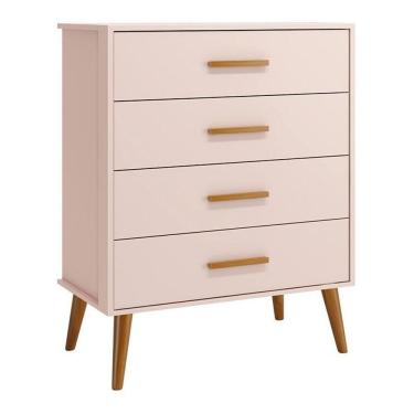 Imagem de Cômoda Infantil Isis 4 Gavetas Rosa - Reller Móveis Rosa