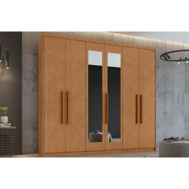 Imagem de Guarda Roupa Casal 6 Portas (2 C- Espelho) E 5 Gavetas áries Amêndoa