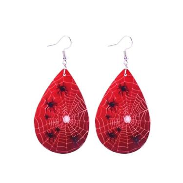 Imagem de BOOZIQ Brincos de Halloween para mulheres, brincos de teia de aranha gótica, de couro sintético, pingente de gota, brinco de bruxa, baile de Halloween, bijuterias, acessórios de emoção, Large, Couro