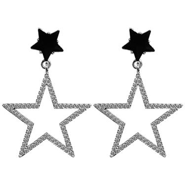Imagem de Brincos femininos com pingente de estrela de strass e franja de cristal para mulheres, Zinco, Zircônia cúbica