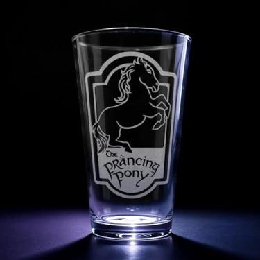 Imagem de THE PRANCING PONY Vidro gravado de 473 ml | Inspirado por Tolkien One Ring e Middle Earth | Ótima ideia de presente de Natal | Decoração exclusiva de fantasia de feiticeiro élfico!