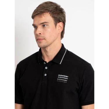 Imagem de Camisa Polo Masculina Aleatory Bandon Preta-Masculino