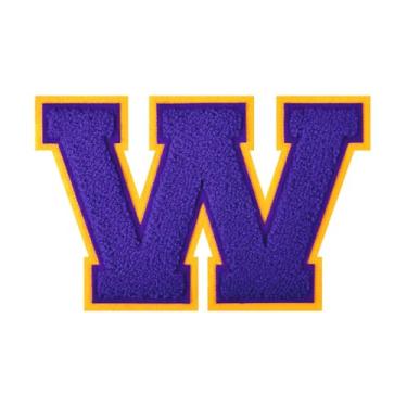 Imagem de 1 Patch de letra de chenille roxo de 11,4 cm – Adesivos do alfabeto para roupas, jaquetas, mochilas, chapéus para decoração personalizada, nome personalizado e artesanato. (W)