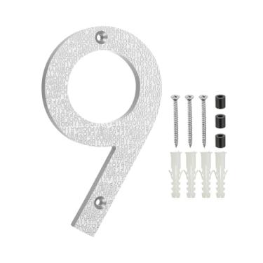 Imagem de PATIKIL Números de casa de 15 cm para o exterior, número 9 ABS textura de plástico flutuante número de casa moderna caixa de correio números de porta com kit de unhas para rua residencial ao ar livre