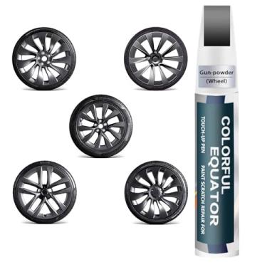 Imagem de Tinta de retoque de aro de pólvora para Tesla Model Y/3/S/X Gemini Dark/Uberturbine/Aracnídeo/Cybersteam/Turbina, caneta de retoque de tinta de reparo de arranhões para roda de reparo de arranhões