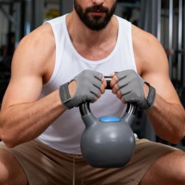 Imagem de Luvas de ginástica respiráveis de fibra de gelo (tamanho G), luvas de treino de meio dedo com aderência de silicone líquido para treinamento com pesos e academia