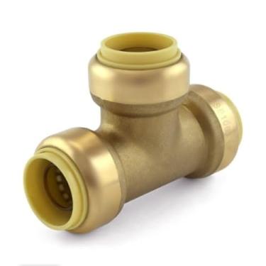 Imagem de Camiseta de pressão para conexão de 0,9 cm x 0,9 cm x 9,5 cm – Encaixe de encanamento de latão sem chumbo para tubos PEX, cobre e CPVC – Inclui inserções PEX