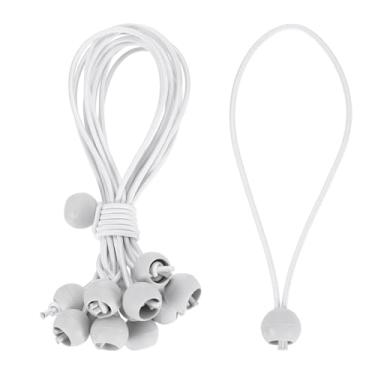 Imagem de PATIKIL Cordão elástico de 20 cm, 30 peças de cordas elásticas com esferas, lona de dossel, cordão elástico para acampamento ao ar livre, postes de barraca de abrigo de carga, branco
