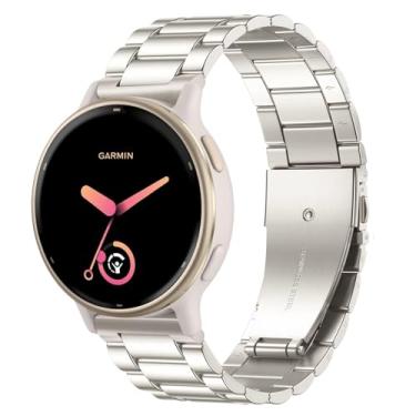 Imagem de TUCOMO Pulseiras de relógio de metal compatíveis com Garmin Vivoactive 6/Vivoactive 5/3/3 Music, pulseira de aço inoxidável de 20 mm para Garmin Venu SQ/Forerunner 55/165/245 masculino e feminino