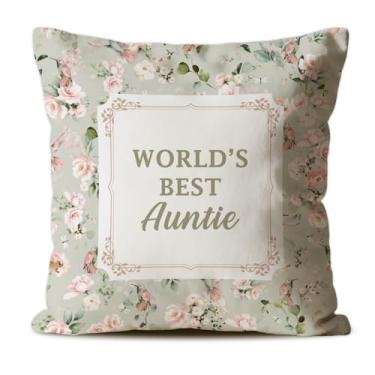 Imagem de CosxHabitat World's Best Auntie Capas de almofada, presentes de tia de sobrinhos, presentes florais vintage para tia, 45,7 x 45,72 cm