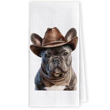 Imagem de LKETW Toalhas de cozinha engraçadas de buldogue francês ocidental - presentes de buldogue francês para mulheres, toalha de mão para banheiro, presentes de mãe francesa, toalha de chá rústica de