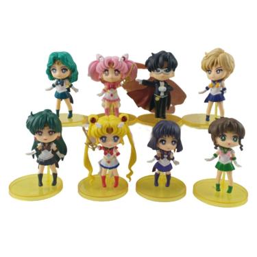 Imagem de Coleção Figure Toy Sailor Moon Anime, 8 unidades, modelo 8-9 cm