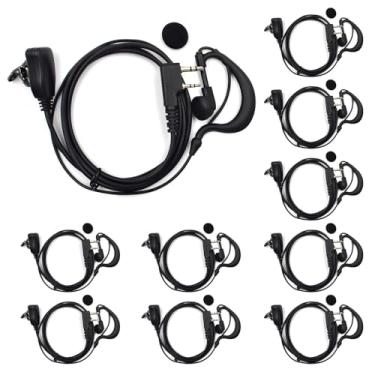 Imagem de Begguath (Pacote com 10 fones de ouvido UV5R em forma de G com capas compatíveis com Baofeng UV-5R UV-82 BF-F8HP BF-888S H-777 H-777S RT21 RT22 RT27 RT-5R 2 pinos com PTT