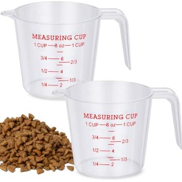 Imagem de Ashmacdo 2 peças, 1 copo medidor, colher de comida de cachorro com alça, copos medidores de plástico com marcações precisas para comida de cachorro, gato ou pássaro (1 xícara)