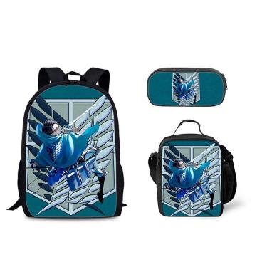 Imagem de Conjunto de mochilas escolares Attacks on Titans Levis Ackermans Kids