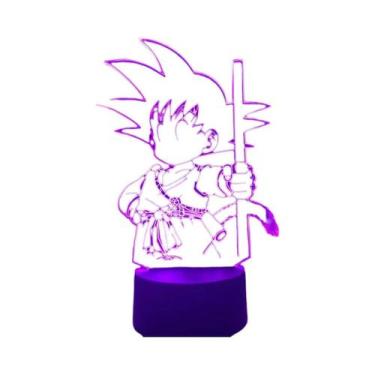 Imagem de Luminária LED Super Saiyan Goku Com Suporte De Acrílico, Decoração De 