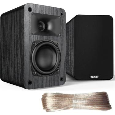 Imagem de Saiyin Alto-falantes passivos de estante, 4Ω, precisam de amplificador para operar com som surround estéreo de mesa ou home theater, montagem na parede, inclui cabo de fio de alto-falante de calibre