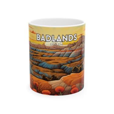 Imagem de Scacco Matto Caneca Badlands Wildflower – Caneca de café de cerâmica com paisagem de flor de verão em acrílico abstrato, 325 g ou 425 g